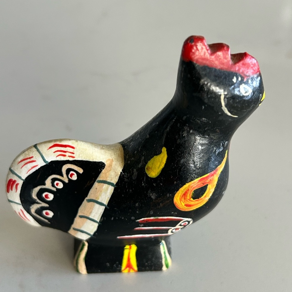 Vintage Swedish Dala Rooster hand/ painted .Swedish folk art wood carving.